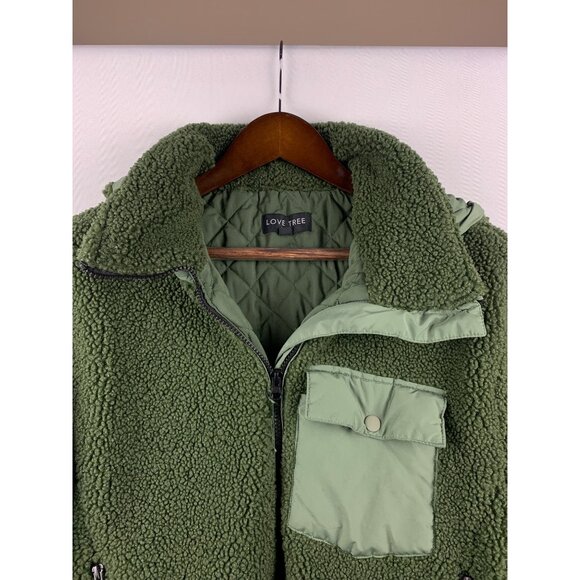 Women’s Love Tree Green Sherpa Sweater Size L - Picture 3 of 10
